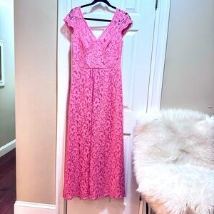 David’s Bridal Peach Coral Lace gown size 10